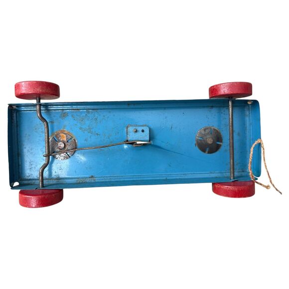 Vintage Gong Bell Pull Toy Metal Wood Mechanical 11.5” Steampunk - Picture 4 of 4